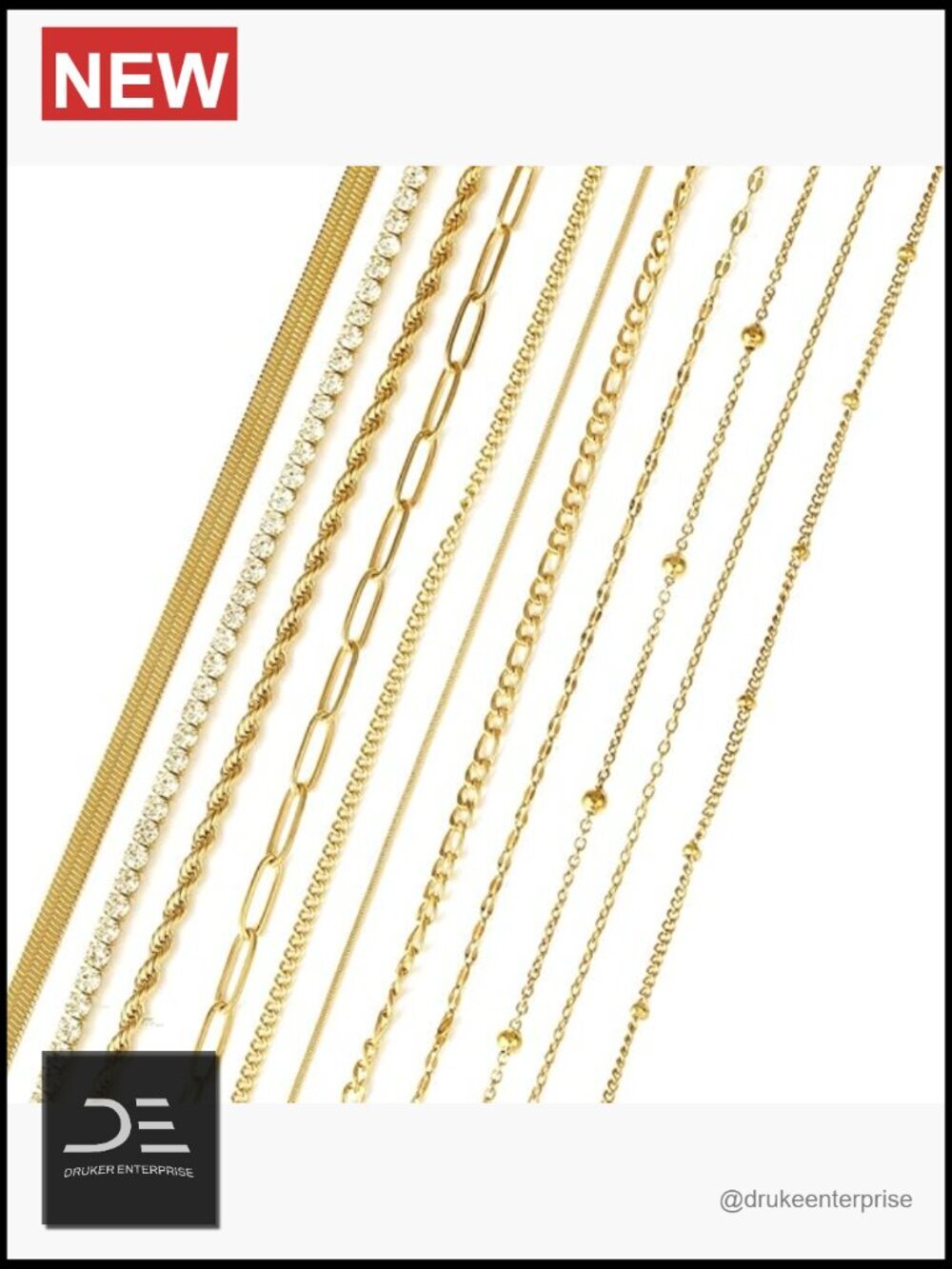 11PC Gold Layered Necklace Set, Dainty Snake Paperclip Cuban Chain Stackable